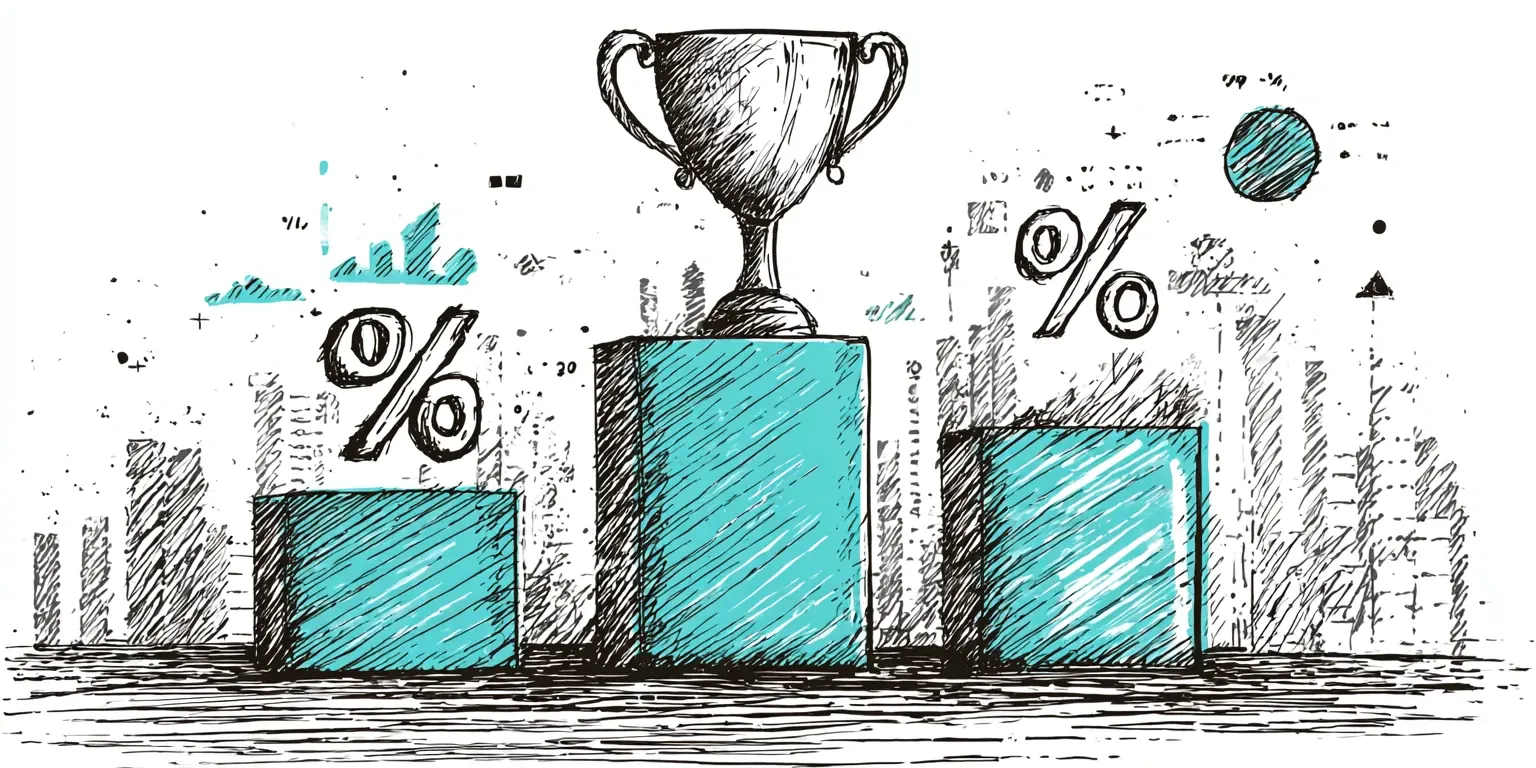 Three podiums showing lender rate comparison rankings