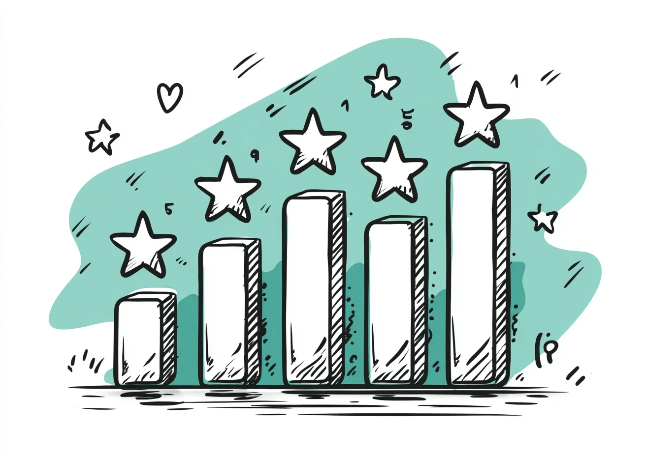 Bar chart showing star rating distribution across all reviews