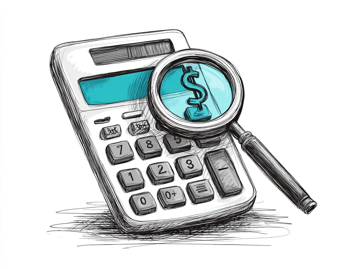 Miniature calculator with magnifying glass